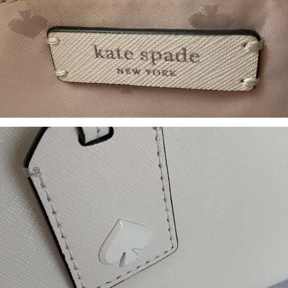 Kate Spade White Logo Leather Satchel / Crossbody Medium Silver-tone Hardware - Picture 3 of 11